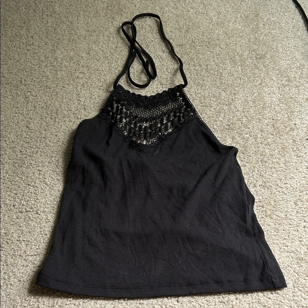 SO Black Lace Detail Tank Top